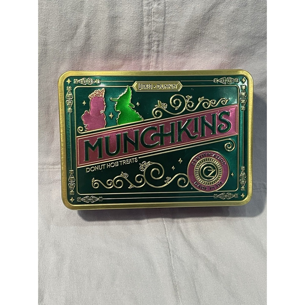 NEW Wicked Dunkin Donuts‎ Munchkin Tin Made In Oz Glinda & Elphaba Pink & Green